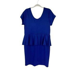 Forever 21 Polyester Dress 2X Blue Juniors Peplum Career Cocktail New
